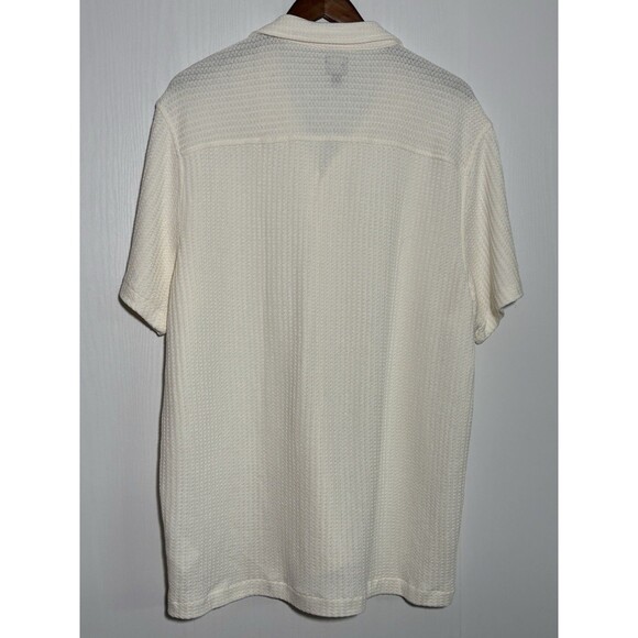 J.Crew Textured Camp Shirt Men's XL Ivory White Short Sleeve Waffle Weave New - Picture 11 of 15